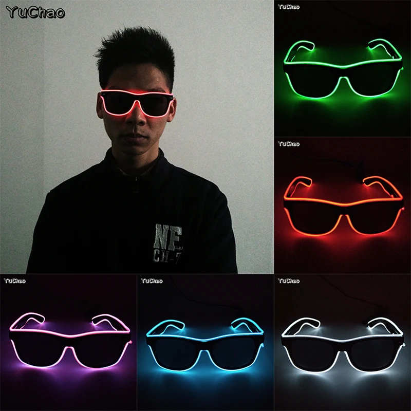 

Led Glowing Glasses NightClub Concert Christmas Night Club EL Wire Party Propse Fashion Neon Light Cool Cat Eye Sunglasses