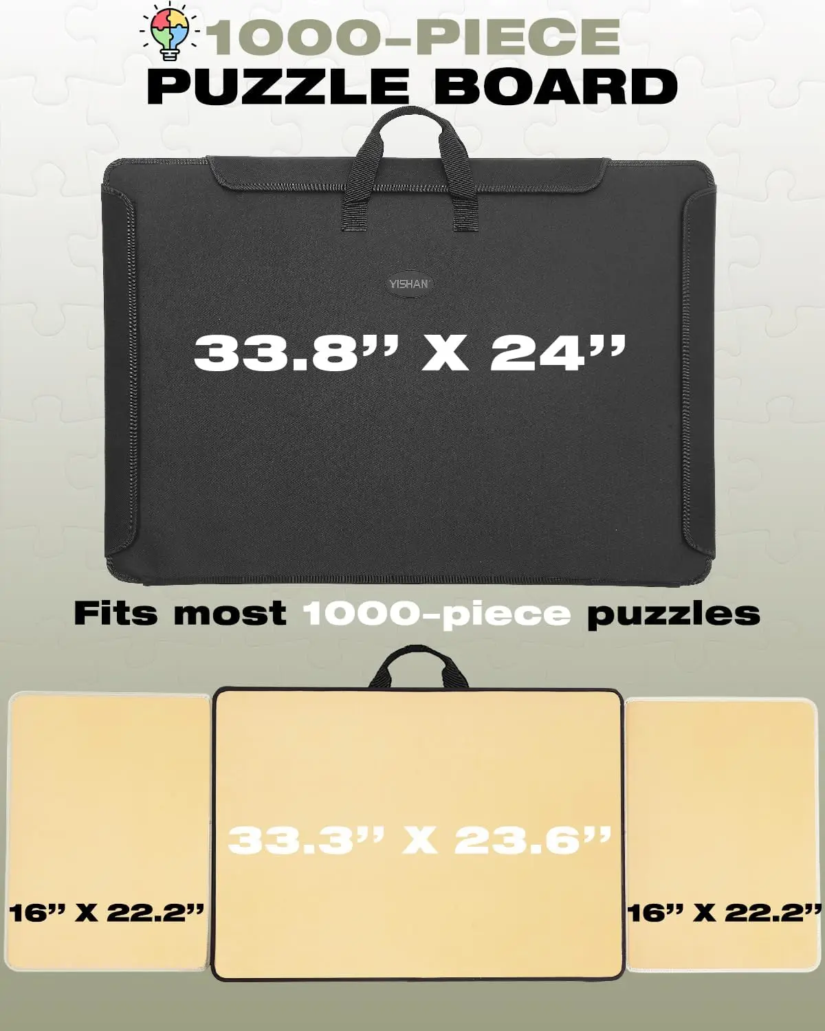 Planche de puzzle portable 1000 pièces avec couvercle pour adultes, étui de puzzle pour le rangement, tapis de puzzle 33,3 ''x 23,6'' avec tri T