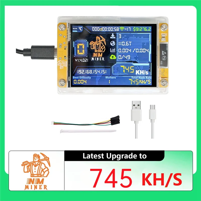 Ingenious-745KH/S Nerdminer Nmminer 2.8 Inch Smart Display Upgraded 745KH/S Harshrate Bitcoin Crypto Solo Miner Nerdminer Nerdmi