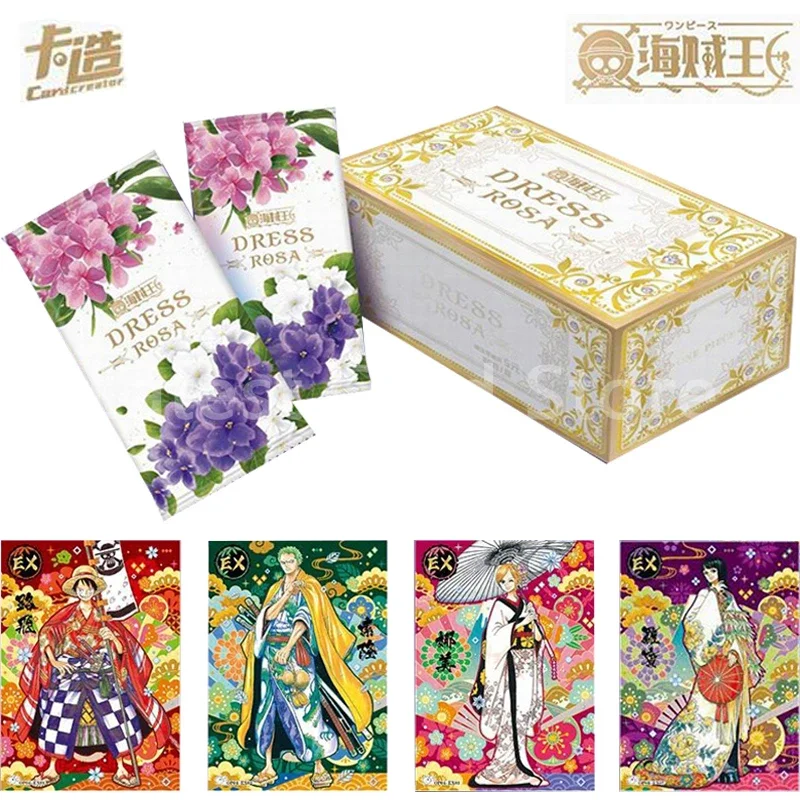 

One Piece Series DressRosa Card Box Collection Anime Character Luffy Limited Rainbow Light Drill Flash SSP Cards Kids Toys Gift