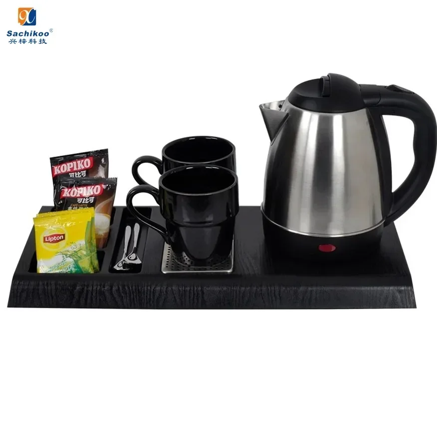 2026 Unique 304 Stainless Steel Electric Kettle Mini Cordless 360 Degree With Tray Set Household Tea Set
