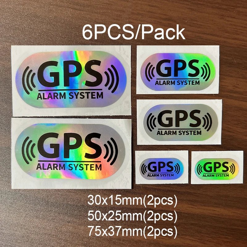 Holographic Car Stickers 6PCS ALARM SYSTEM GPS TRACKING Device Security Safety Warning Vinyl Decal WaterProof For Window