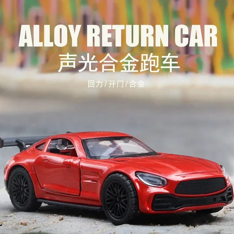 Box Packaging Sound and Light Simulation Alloy Car Model, Boys\' Sports Car Children\'s Toys Cars Door Decorations Gifts