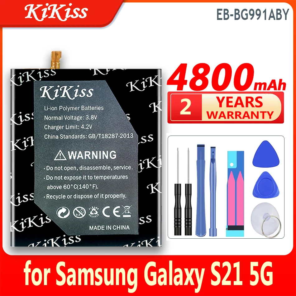 KiKiss Battery 4800Mah/5800Mah for Samsung Galaxy S21 5G/Plus/Ultra S21Plus S21+ S21Ultra SM-G991B/DS G991U High Capacity