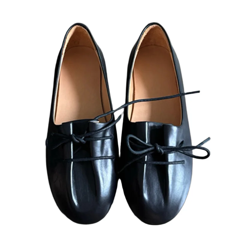 

Withered Summer Minimalist Women's Flat Shoes Women French Handmade Cowhide Suede Loafers Retro Ballet Shoes
