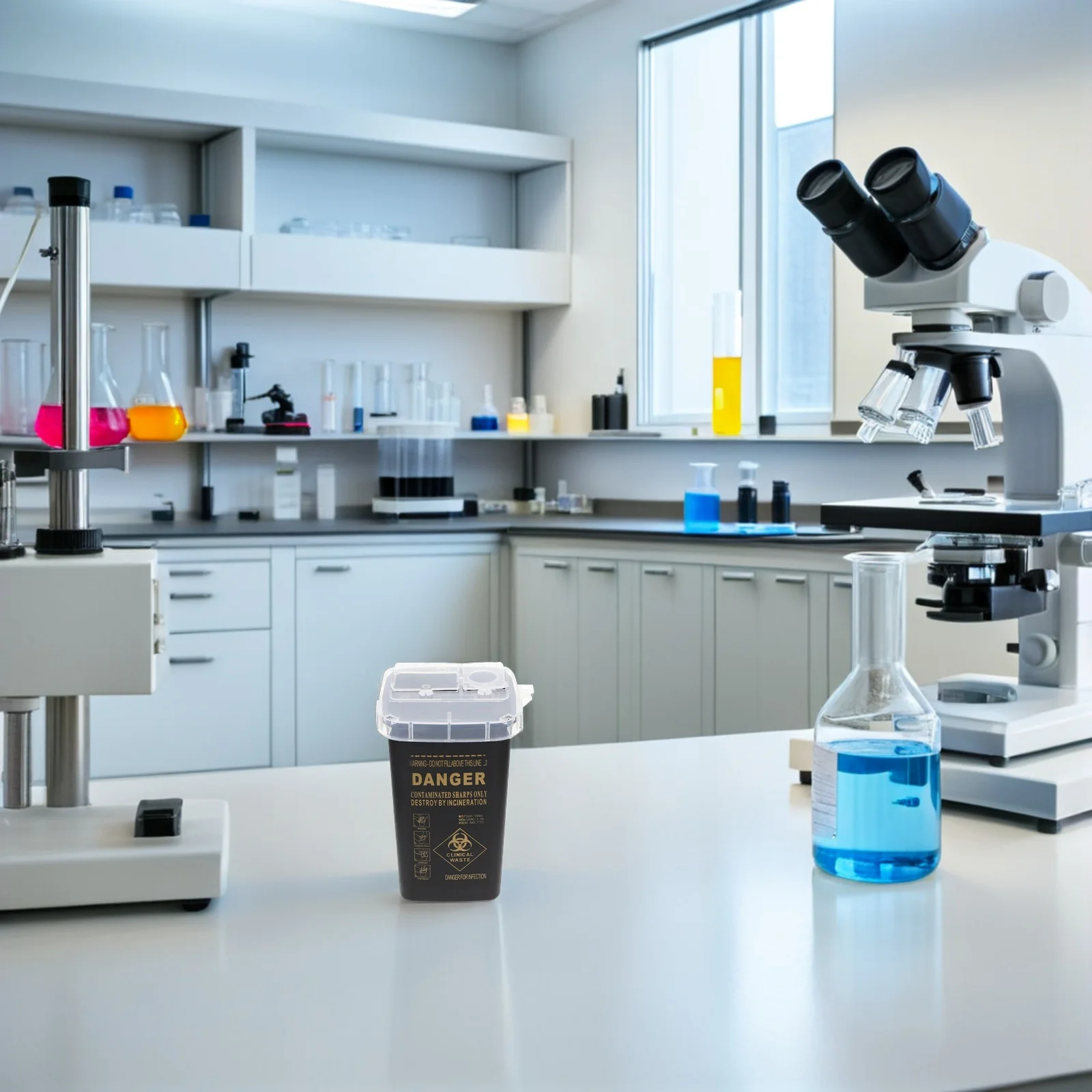 

5Pcs Safe Needle Container Tattoo Waste Bucket Puncture Resistant Bright Color Portable Sharps Collector Black