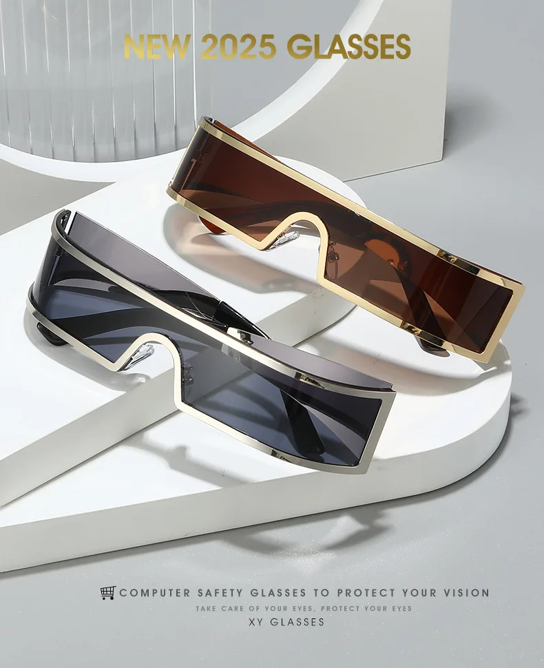 Kleine Steampunk Rechteckige Sonnenbrille für Herren 2026 Luxusmarke Y2K Punk Shield Sonnenbrillen für Männer Vintage Goggle Shade UV400 – Detail 1