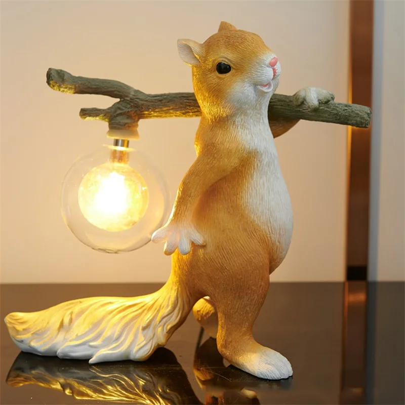 BERTH Nordic Table Lamp Creative Squirrel LED Decorative For Home Children Small Desk Light
