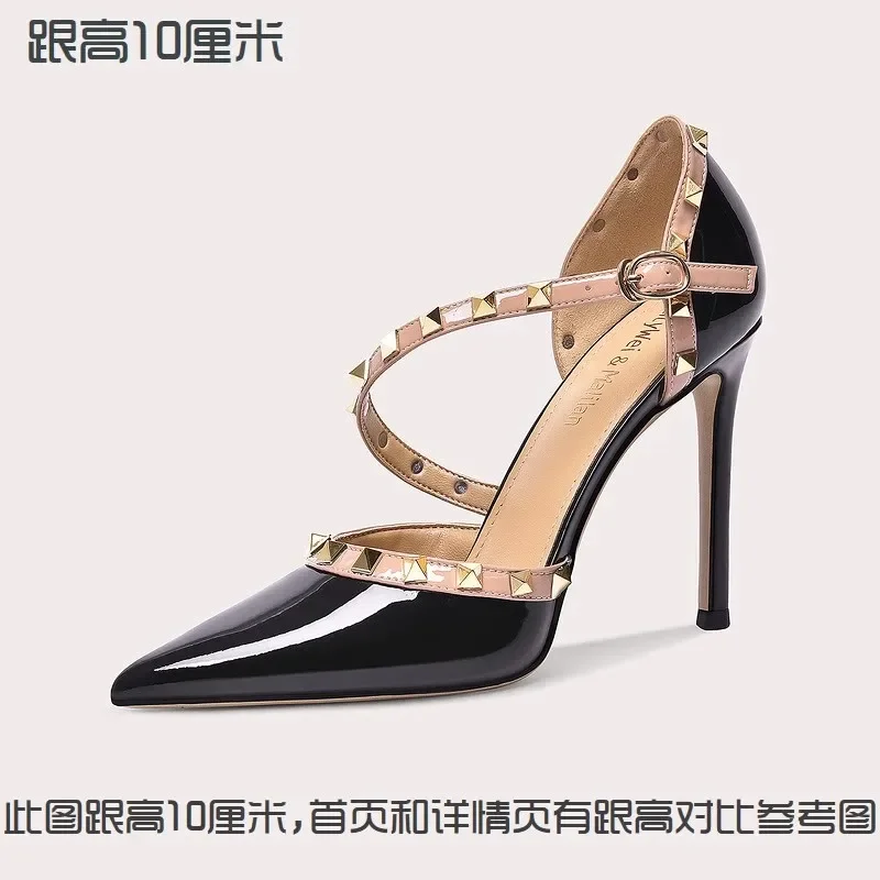 

Temperament 2025 New High Heels Women's Fine Heels Pointed Sandals Riveted Strap Women's Shoes Versatile Single Shoes