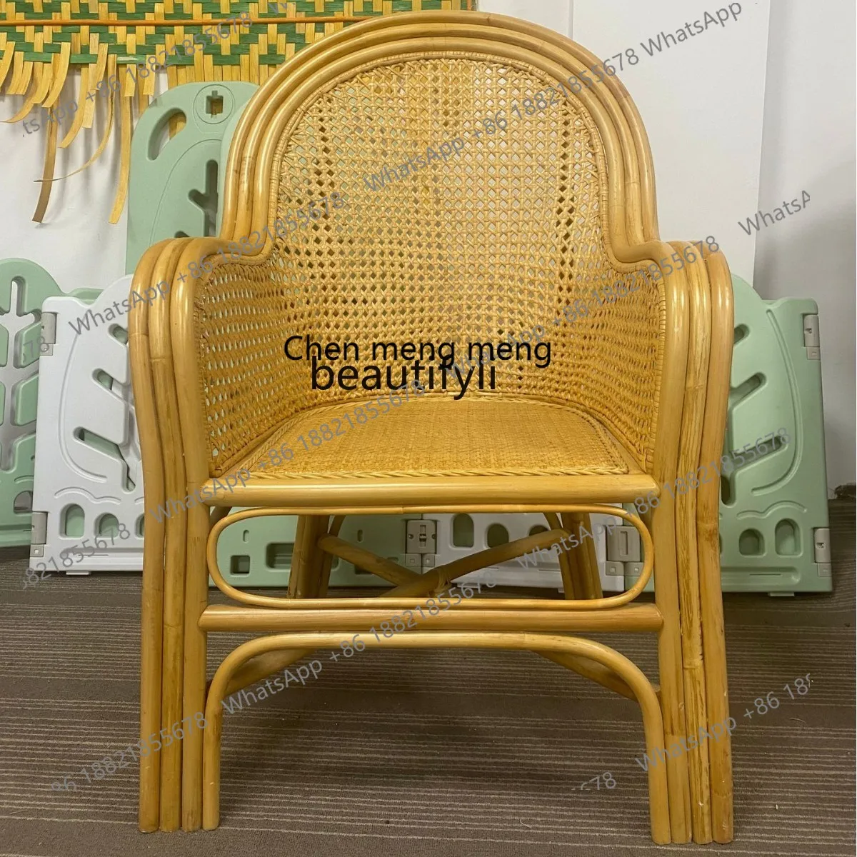 Rattan Chair Office Backrest Chair Home Comfortable Natural Plant Real Rattan Woven Armrest Rattan Strip