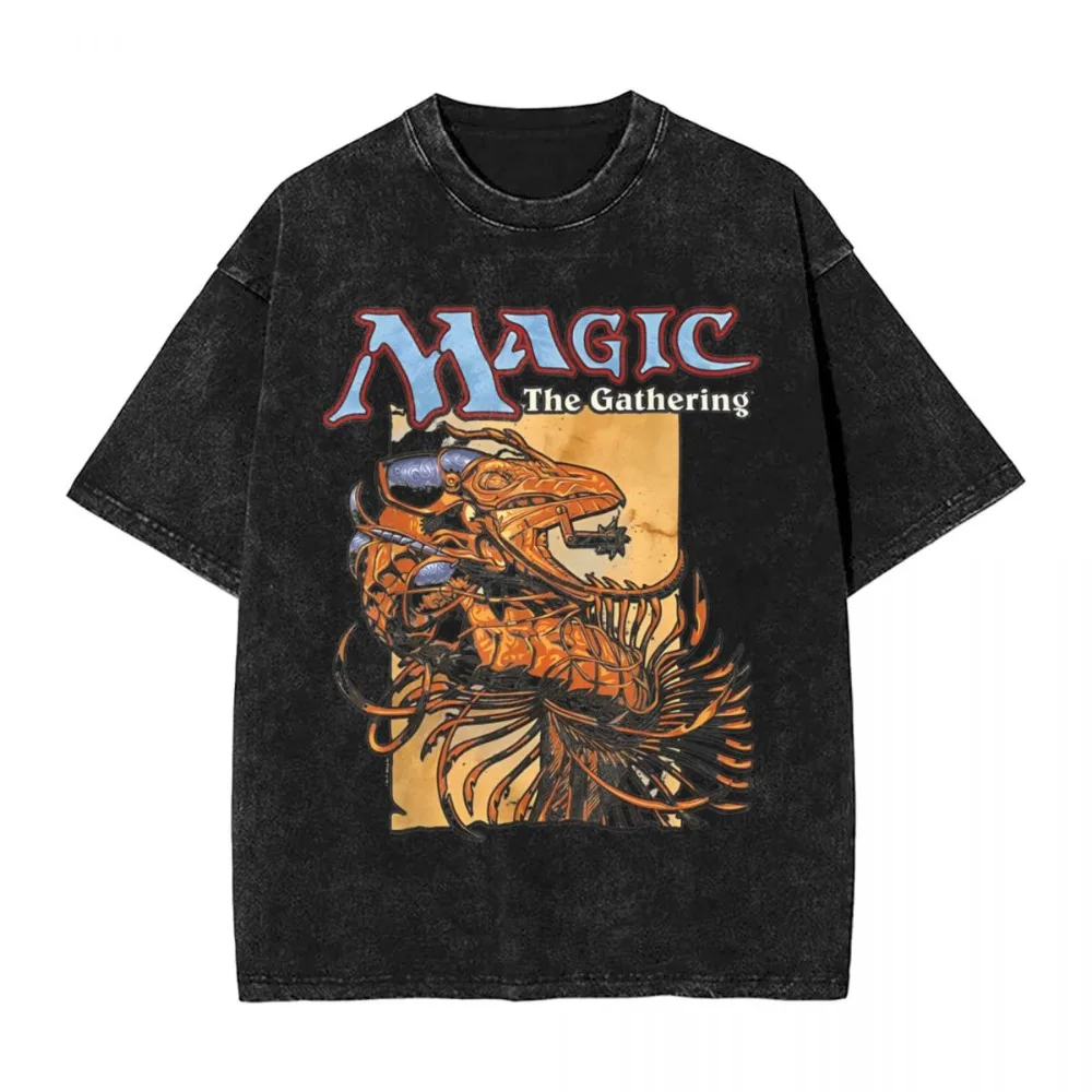 Washed T Shirt Magic Game Gathering MTG Hip Hop Novelty T-Shirts Oversize Card Streetwear Short Sleeve Summer Tops Tee Men Women