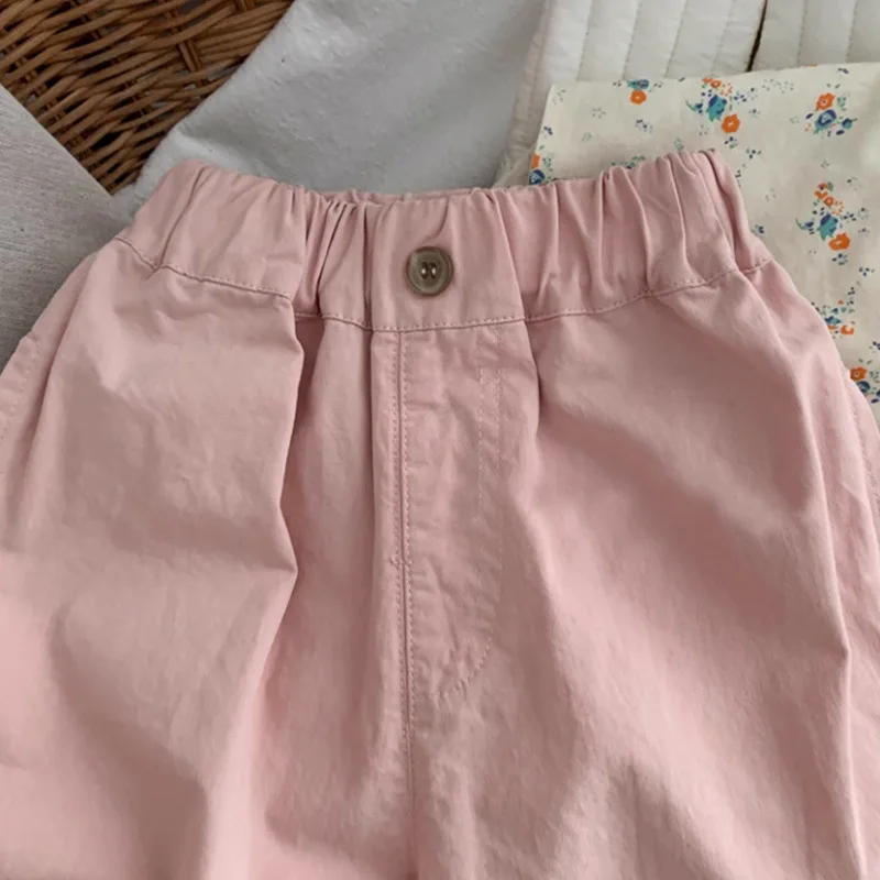 Vielseitige Harlan-Hose aus reiner Baumwolle für Kinder, Sommer, dünn, lässig, lockere Passform, Jungen- und Mädchenhose, schlichtes Design, Frühling und Herbst