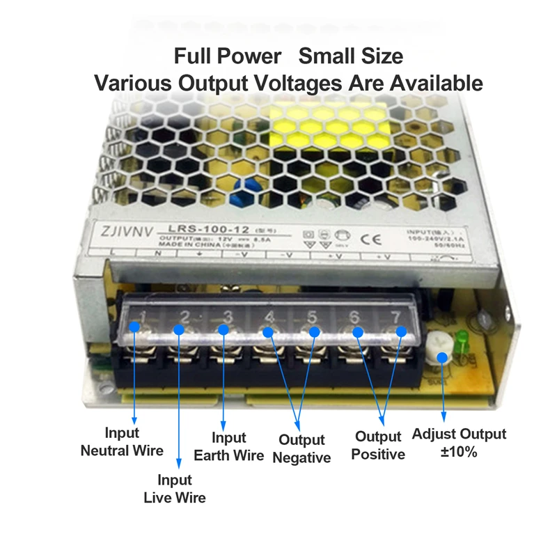 LRS-100-12 LRS-100-24 100W SMPS Switching Power Supply Single Output Small Volume Transformer Slim Type 12V 8.3A 24V 4.2A