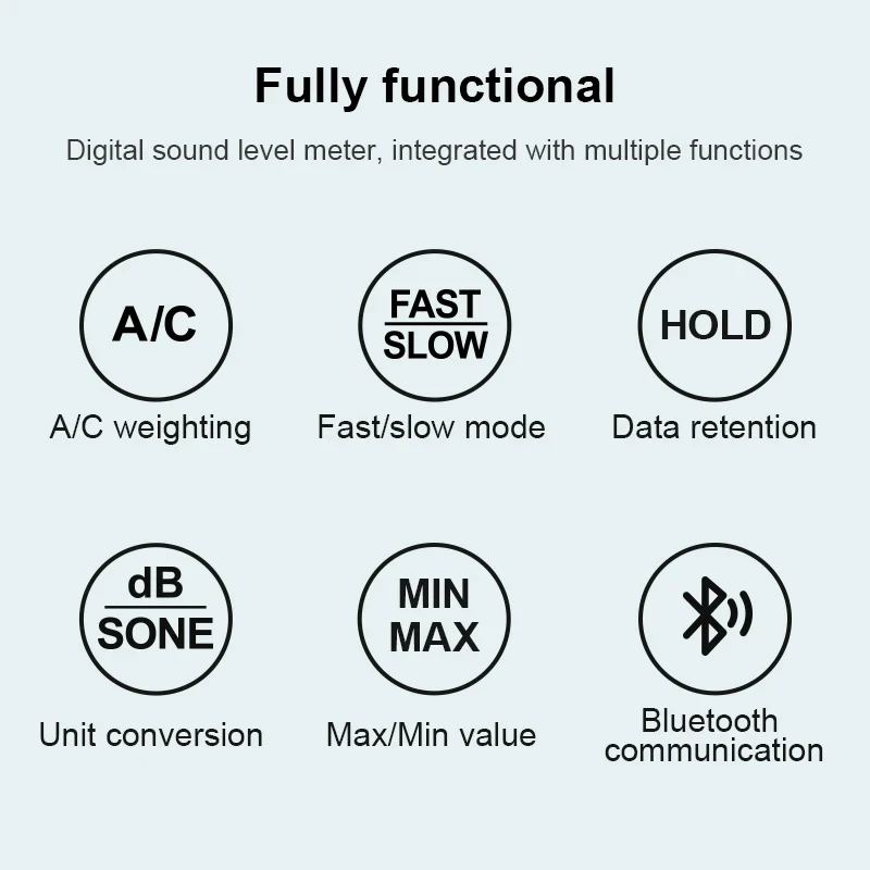 디지털 사운드 레벨 계량기, 소음 데시벨 측정 계량기, LCD 컬러 스크린, A/C 무게, 최대/최소 값, 소음 계량기, SL720B, 30 ~ 130dB