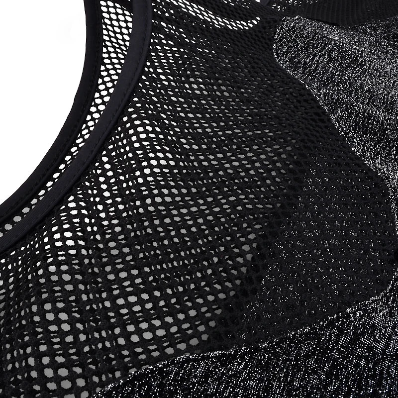 Train Modern Dance Top Mesh Clothing Womens Dresses for Women Sexy Crew Neck Top Perspective Line Dance Tops Summer Suit Latin