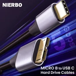 NIERBO cavo da USB C a Micro B cavi per disco rigido cavo intrecciato USB 3.0 tipo C maschio a Micro B maschio per MacBook Toshiba Canvio