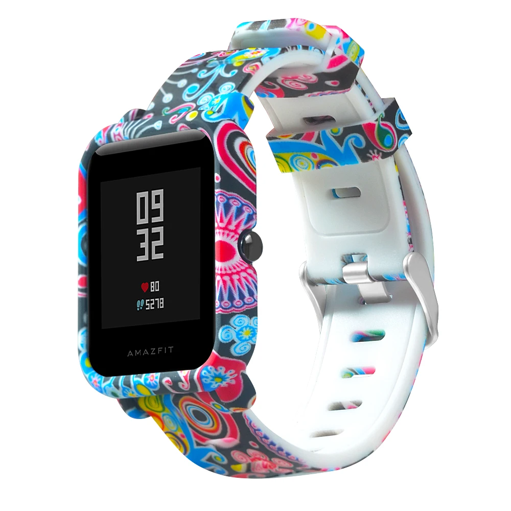 FIFATA Painted Silicone Sport Strap + Painted PC Watch Protective Shell For Xiaomi Huami Amazfit Bip/GTS Smart Watch Accessories