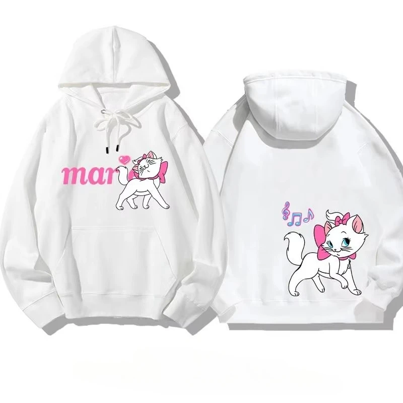 

Хлопковая толстовка Disney Marie с капюшоном для женщин и детей, летняя коллекция 2026, розовый бантик, надпись Mar, дизайн с сердцем, ноты, принт на спине