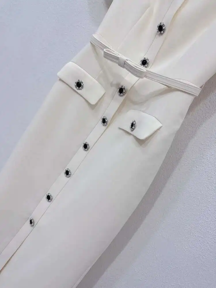 Beige Luxury Long Dresses Women 2025 Spring Summer Bodycon Single Breasted Crystal Evening Party Vestidos Pencil Prom Robe