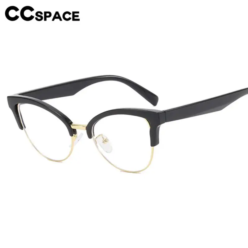 56607 Fashion Retro Optical Spectacle Frame Women\'s Luxury Cat\'s Eye Anti Blue Glasses Half-Frame Eyewear