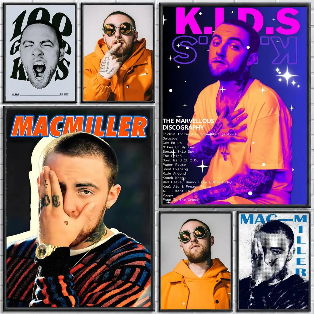 Rapper Mac Miller Poster Self-adhesive Art Waterproof Paper Sticker Coffee House Bar Room Wall Decor