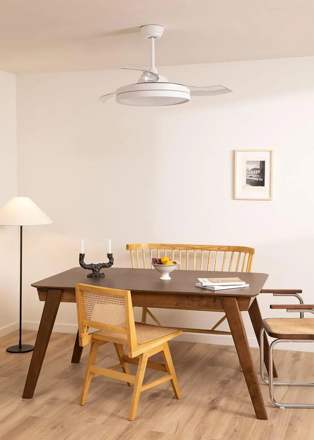 CREATE / WIND CLEAR M/Ventilador de techo con luz blanco con mando / 40W، Ø108 cm، temporizador، 6 velocidades، aspas retráctile