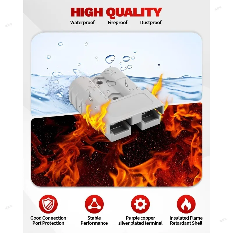 Electronic Power Accessories for Anderson Style Plug Connectors Adapter 50A DC for Power Tool Charger Battery Car RV Solar Panel