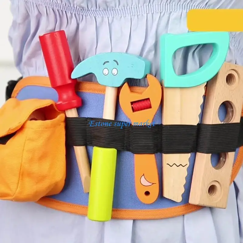 090B Creative Wooden Toolbox Kits Toy Kindergarten Screw Nut Cos-Play