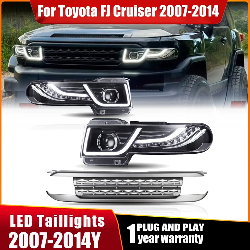 

Head Lamp For Toyota FJ Cruiser 2007-2014 LED Headlights&Grilles High and Low Light Modified Auto Front Lamp Tool Accessories