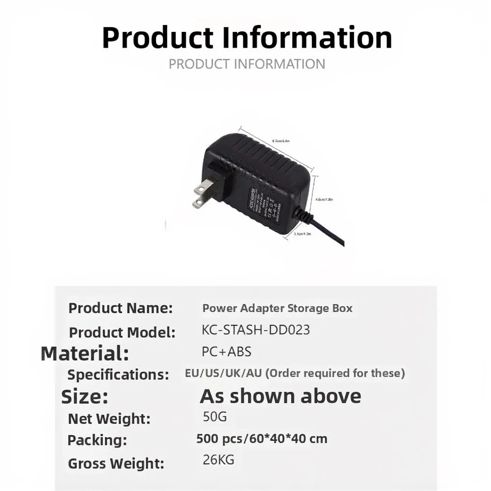 Lightweight Black Plastic Dummy Charger Box for Discreet Item Storage 8.4 x 4.6 x 3.1 in Compact Wall Socket Integrated Design