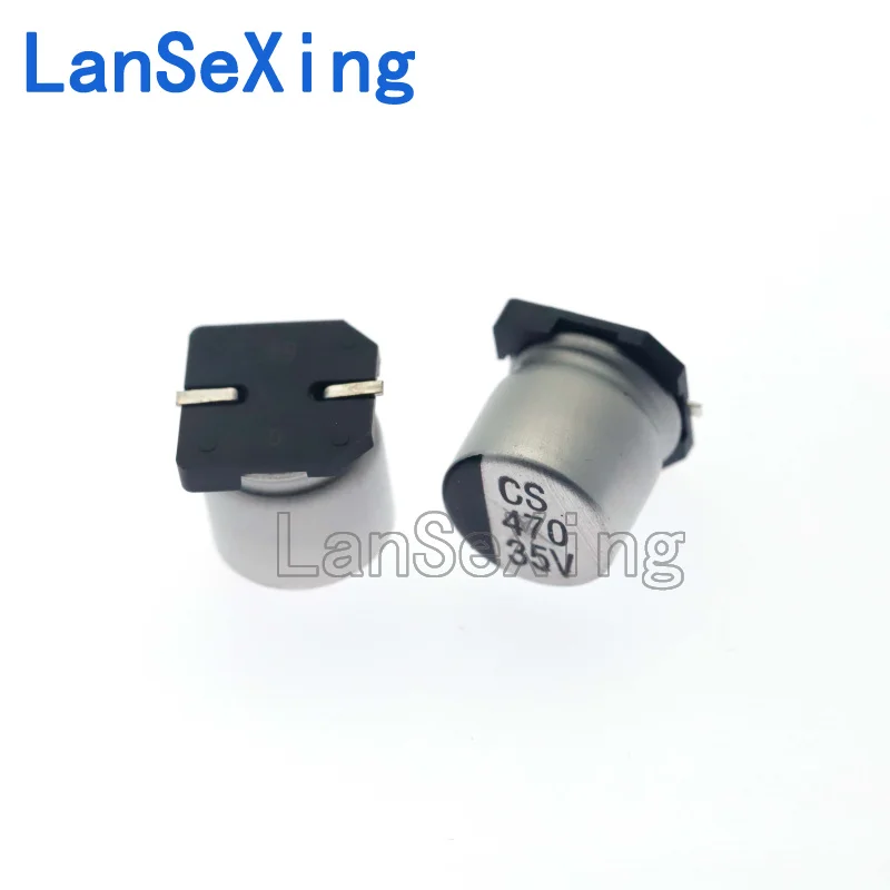 Capacitor eletrolítico alumínio SMD, 10x10.5mm, 470UF, 35V