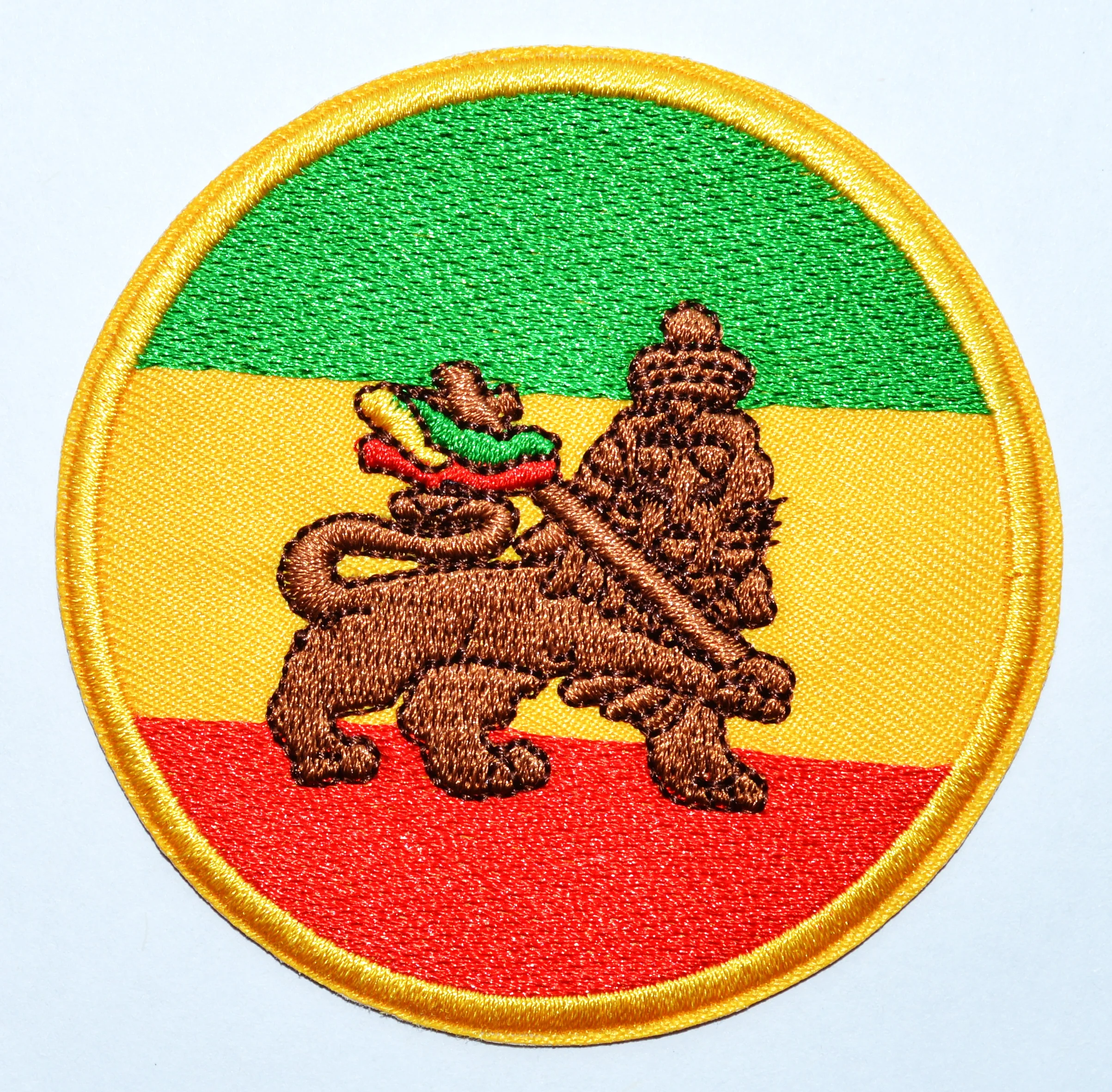 1x Lion of Judah flag rasta reggae rastafarian Kingdom applique iron on patch (≈ 7.6 cm)