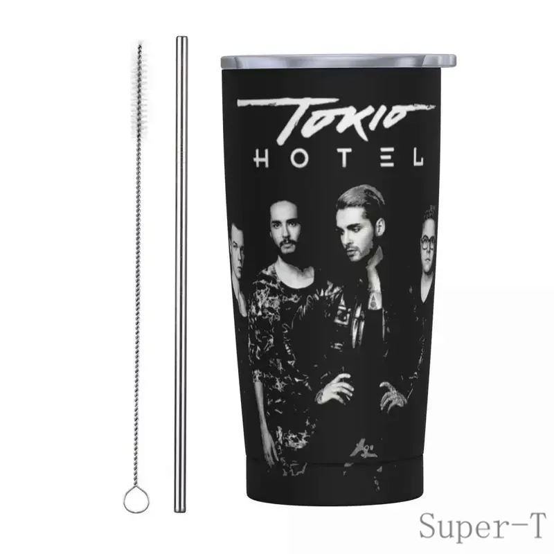 Tokio Hotel Rock Insulated Tumbler with Straws and Lid German Stainless Steel Travel Thermal Cup 20 Oz Double Wall Mugs