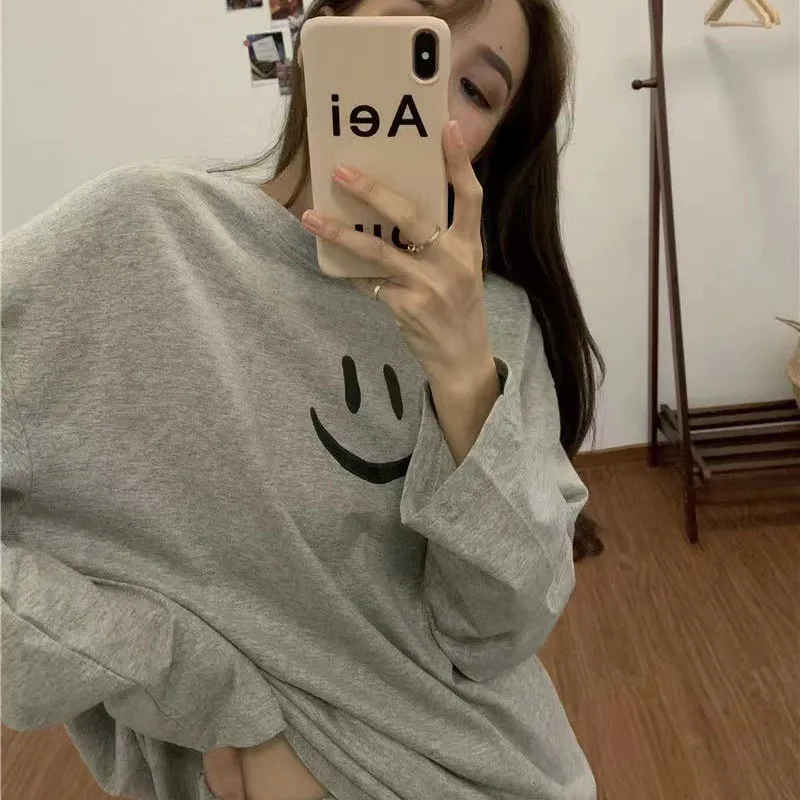 Autumn and Winter Pajamas Female Two-Piece Suit Long-Sleeved Smiley Students 2024 New Homewear