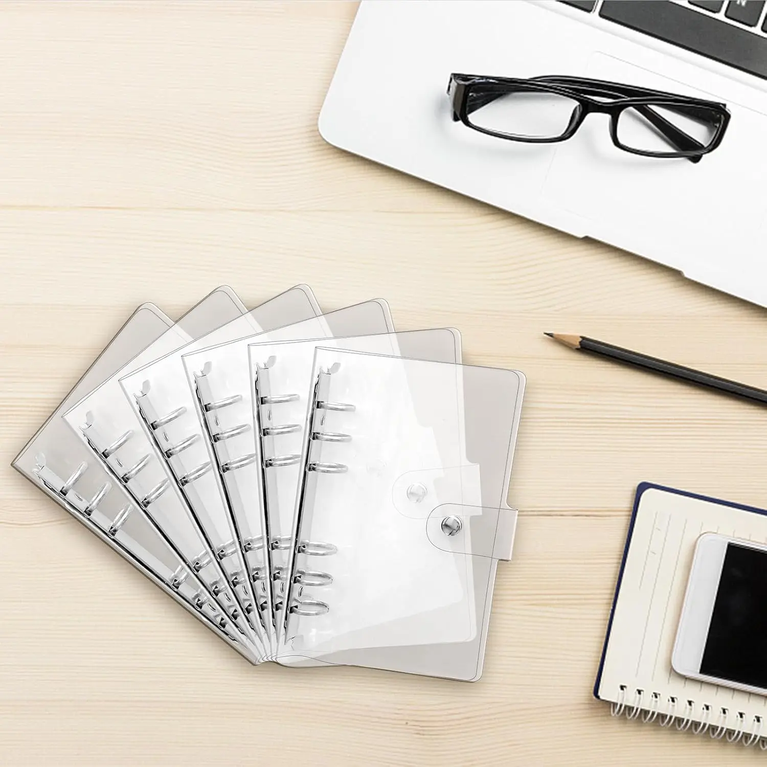 2 pezzi raccoglitore A6 trasparente in PVC morbido 6 anelli raccoglitore economico riutilizzabile pianificatore copertina protezione chiusura con bottone a pressione cartella a fogli mobili