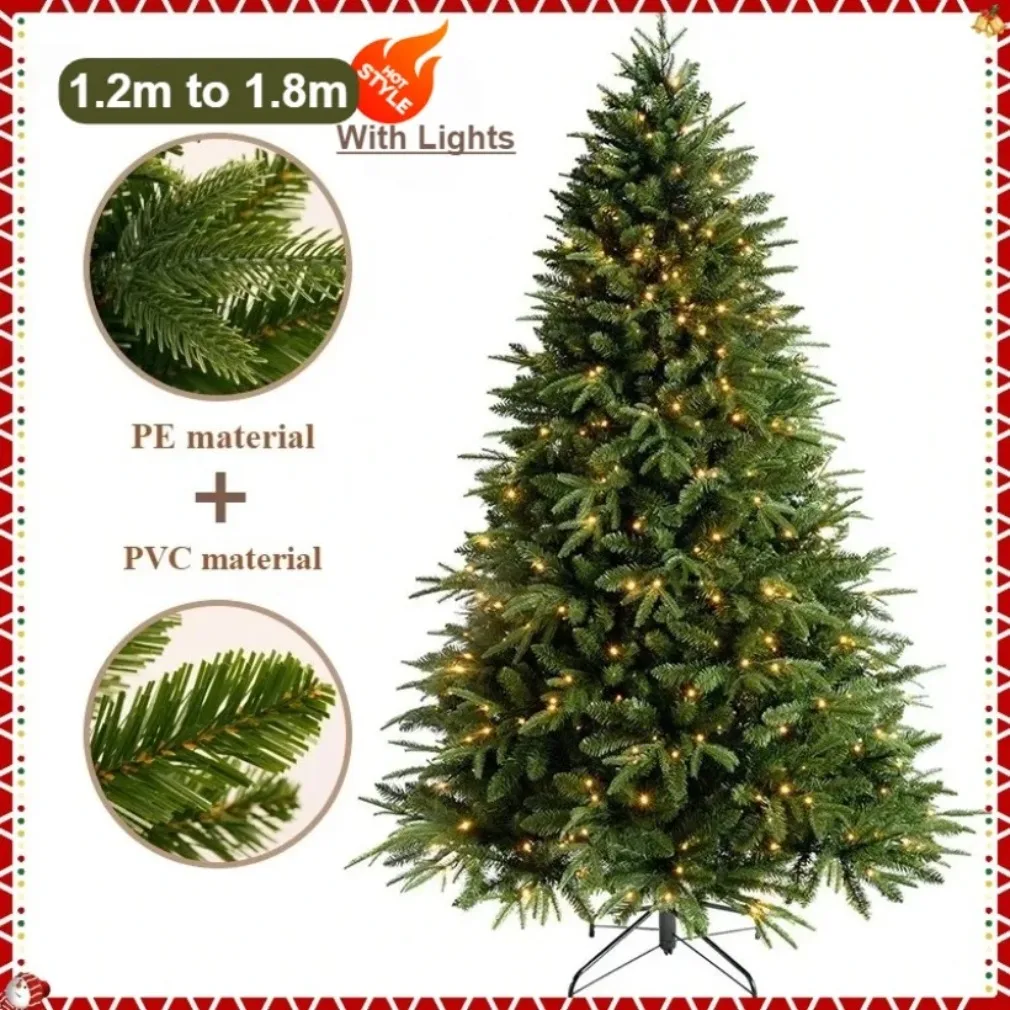 

Artificial Christmas Tree with LEDLights High-grade PE&PVC Encrypted Christmas Tree 1.2m to 1.8m Christmas Family Decoration