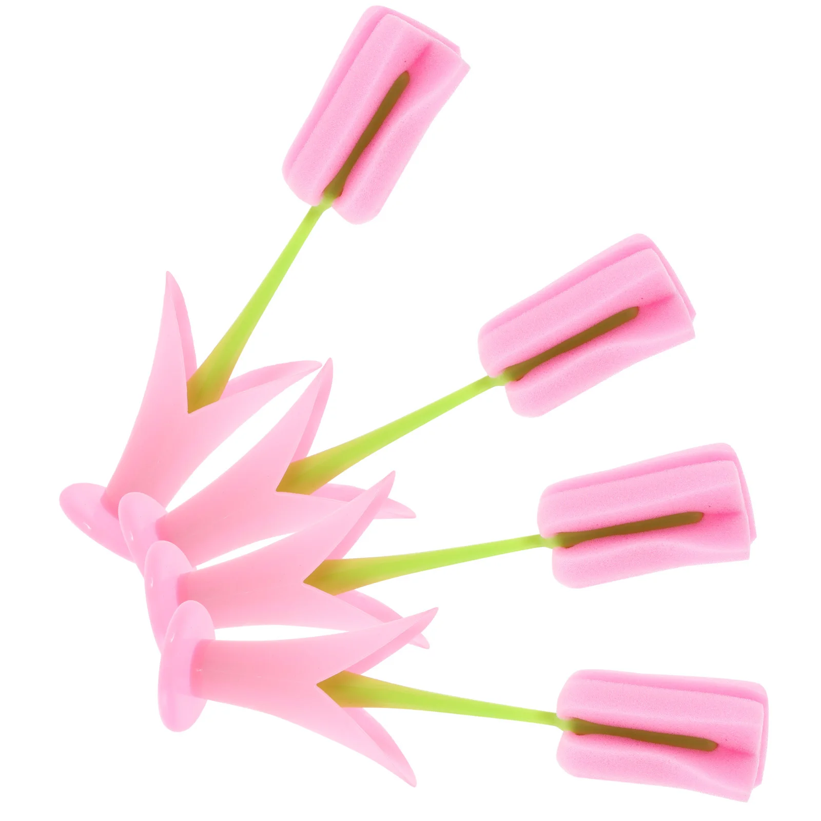 

4pcs Water Bottle Cleaning Brush Flower Shaped Head Long Handle For Narrow Bottles Kitchen Cup Scrubber Portable Dish Sink Tool