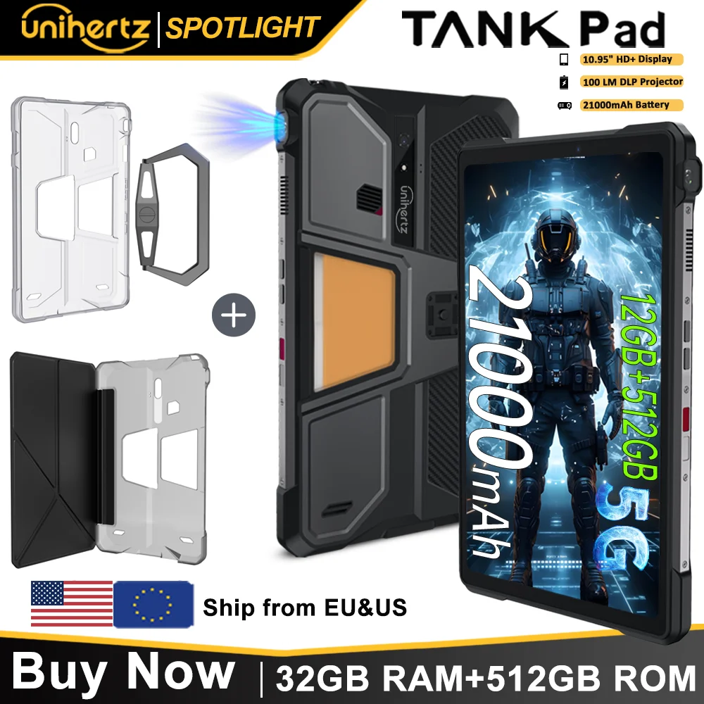 Unihertz Tank PAD 8849 Rugged Projector Phone Tablet Android 32GB 512GB 21000mAh 10.95