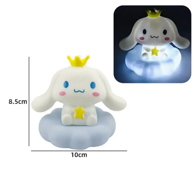만화 산리오 쿠로미 귀여운 발광 구름 램프 헬로키티 침대 옆 램프 호박 야간 조명 케이크 장식 어린이 소녀 선물
