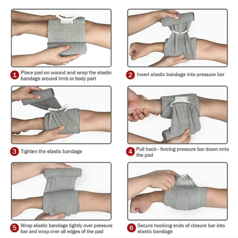 4-6 Inch Emergency Training Trauma Hemostasis Vacuum Plus Compression Israeli Tactical Bandage Pressurized User External Strap