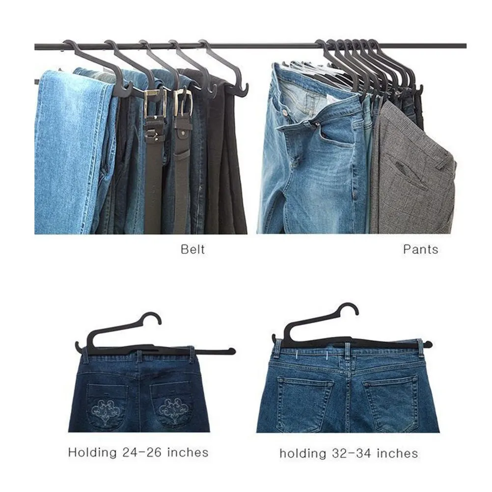 

5pcs Jeans Hanger Organizer Heavy Duty Pants Drying Rack Closet Hangers Space Saving Clothes Hanging Rack Black