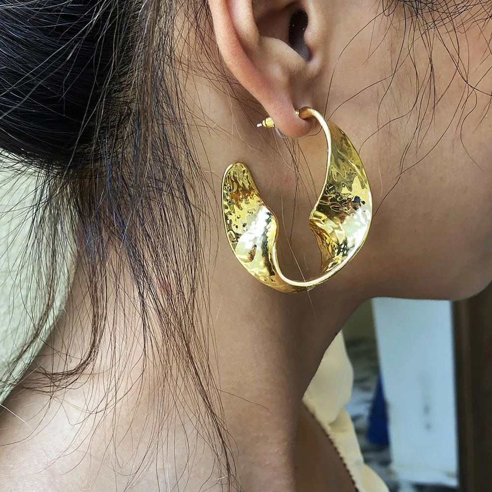 Metal Geometric Earrings 1 Pair Irregular Trendy Creative Personality Fashion Jewelry for Women Daily Wear Gift Idea Hot Sale