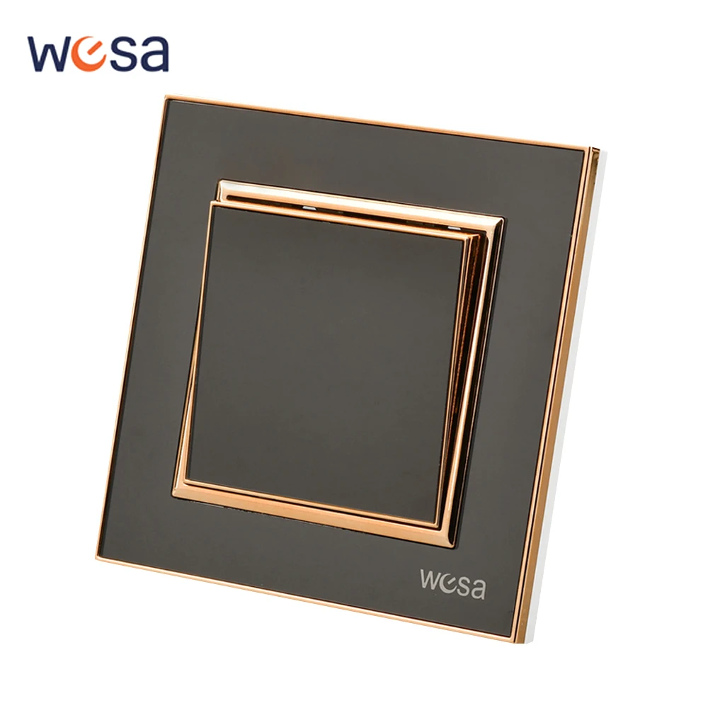 أسود كلاسيكي 250 فولت 16A التيار المتناوب زر مفتاح الإضاءة لوحة أكريليك لهب الجدار الروك التبديل الاتحاد الأوروبي القياسية تشغيل/إيقاف 1 عصابة 1 طريقة #1