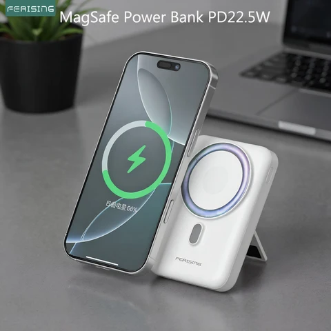 VOOC PD22.5W Powerbank Магнитный беспроводной дисплей 10000 мАч Внешняя батарея для Apple Watch Airpods Magsafe Power Bank Зарядное устройство