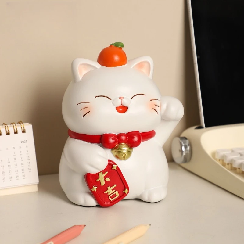 1 قطعة محظوظ المال القط الراتنج الحرفية عملة البنك الإبداعية ديكور المنزل مكتب زخرفة هووسورمينغ هدية آمنة المواد الغلاف الجوي