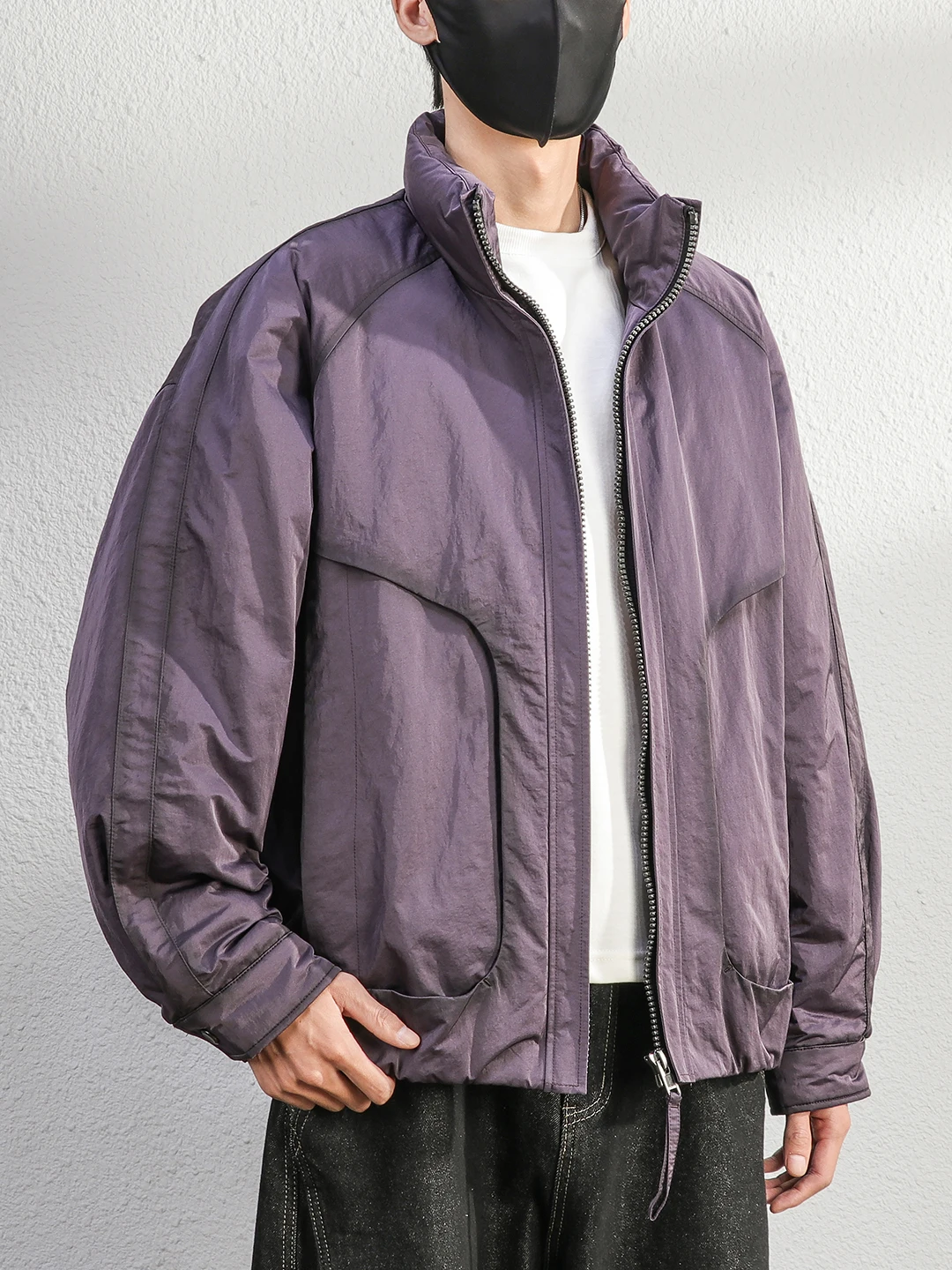 

Мужская зимняя теплая куртка Milan Fashion класса люкс, на заказ, редкая, фиолетовая, с пуховым наполнителем, с воротником-стойкой, повседневная, утолщенная, из нейлона