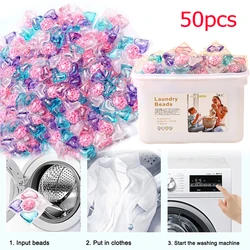 50Pcs Laundry Detergent Soap Box 5 in 1 Detergent Liquid Capsule Ball Laundry Cleaning Washing Capsules for Home Dormitory