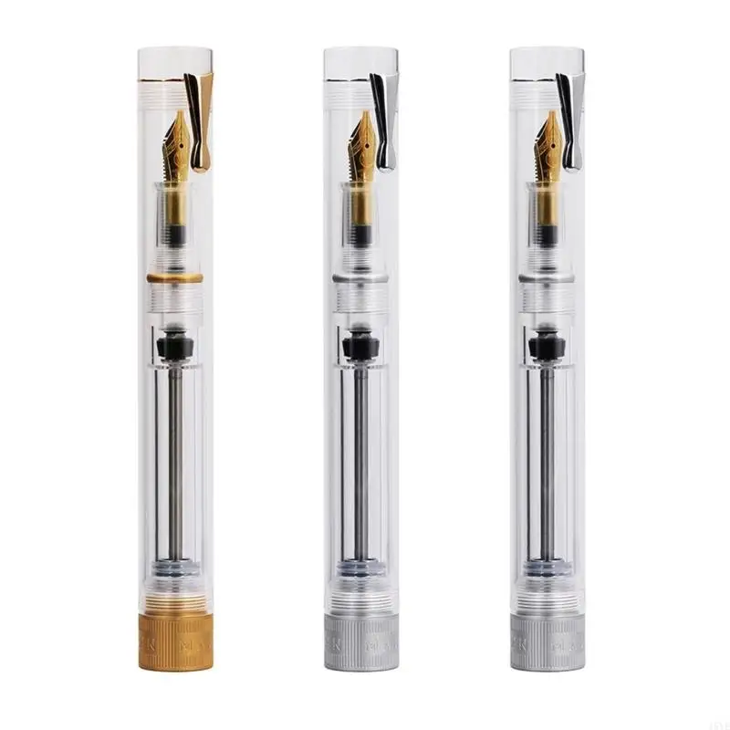 pennino-medio-fine-penna-stilografica-con-riempimento-sotto-vuoto-corpo-trasparente-dimostrazione-scrittura