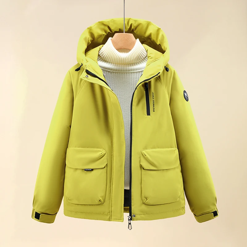 

2025 Winter Thiened Warm Cotton Jaet Women's Faionable Hooded ort Loose Cotton Coat Tactical Vest Zipper Closure Soli...