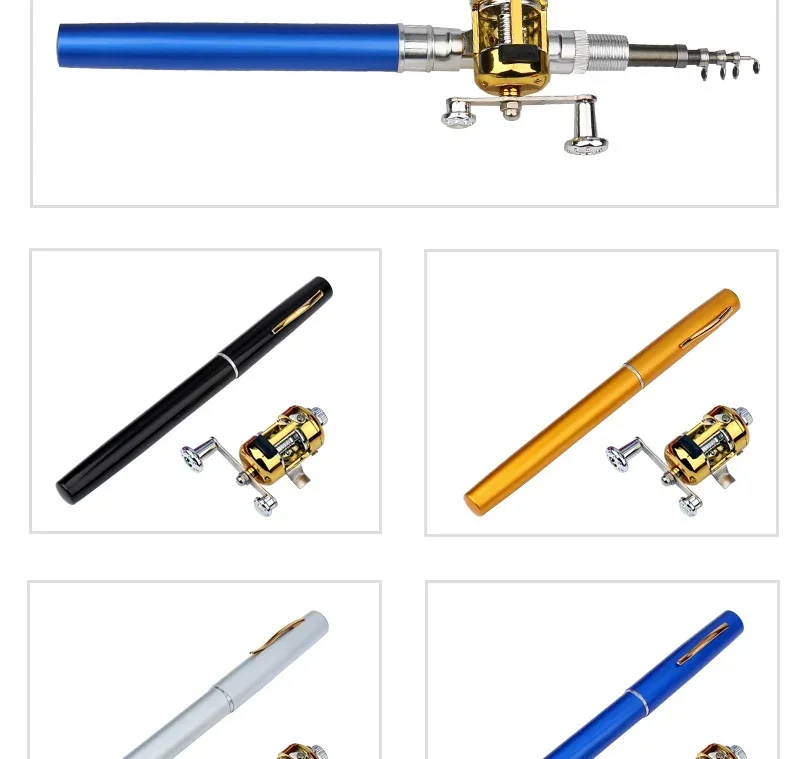[Zubehör für Angelruten rollen] Tragbare Taschen-Teleskop-Angelrute rolle Full Kit Stift form Stange 96cm für Angel anfänger – Detail 10